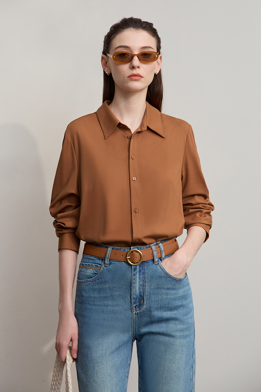 Straight Leg Elastic Long Sleeve Shirt|AMII-AMII.com