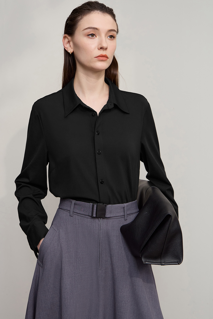 Straight Leg Elastic Long Sleeve Shirt|AMII-AMII.com