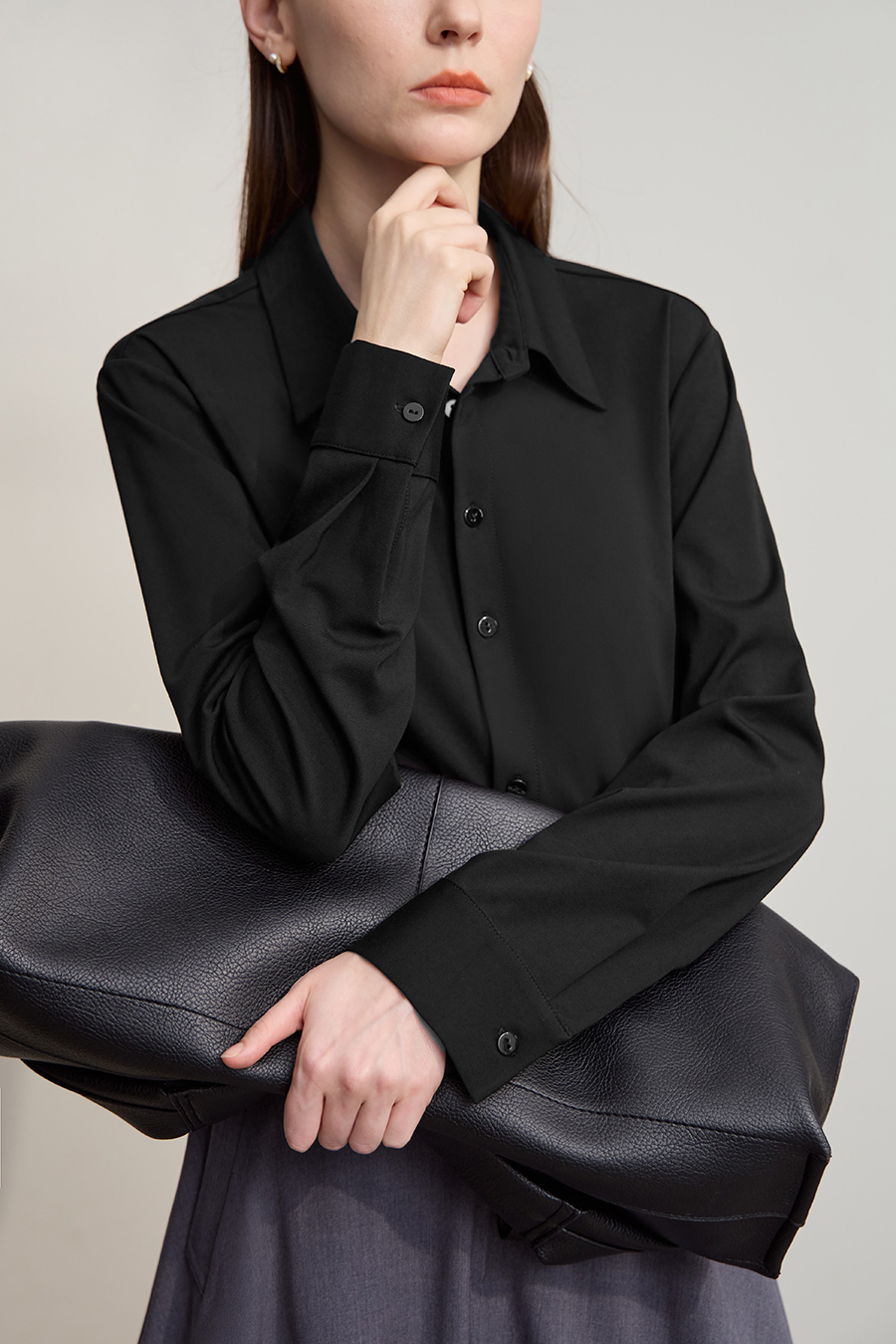 Straight Leg Elastic Long Sleeve Shirt|AMII-AMII.com