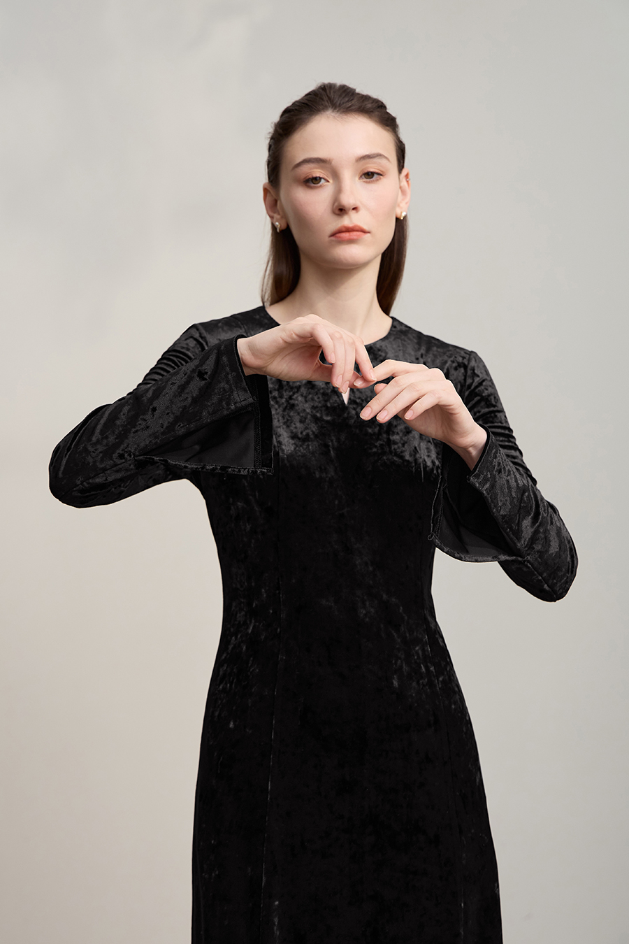 Ice Silk Velvet Dress|AMII-AMII.com