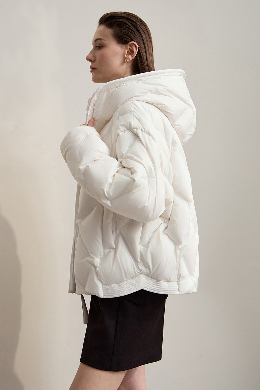 Hooded Straight Quilted Down Jacket