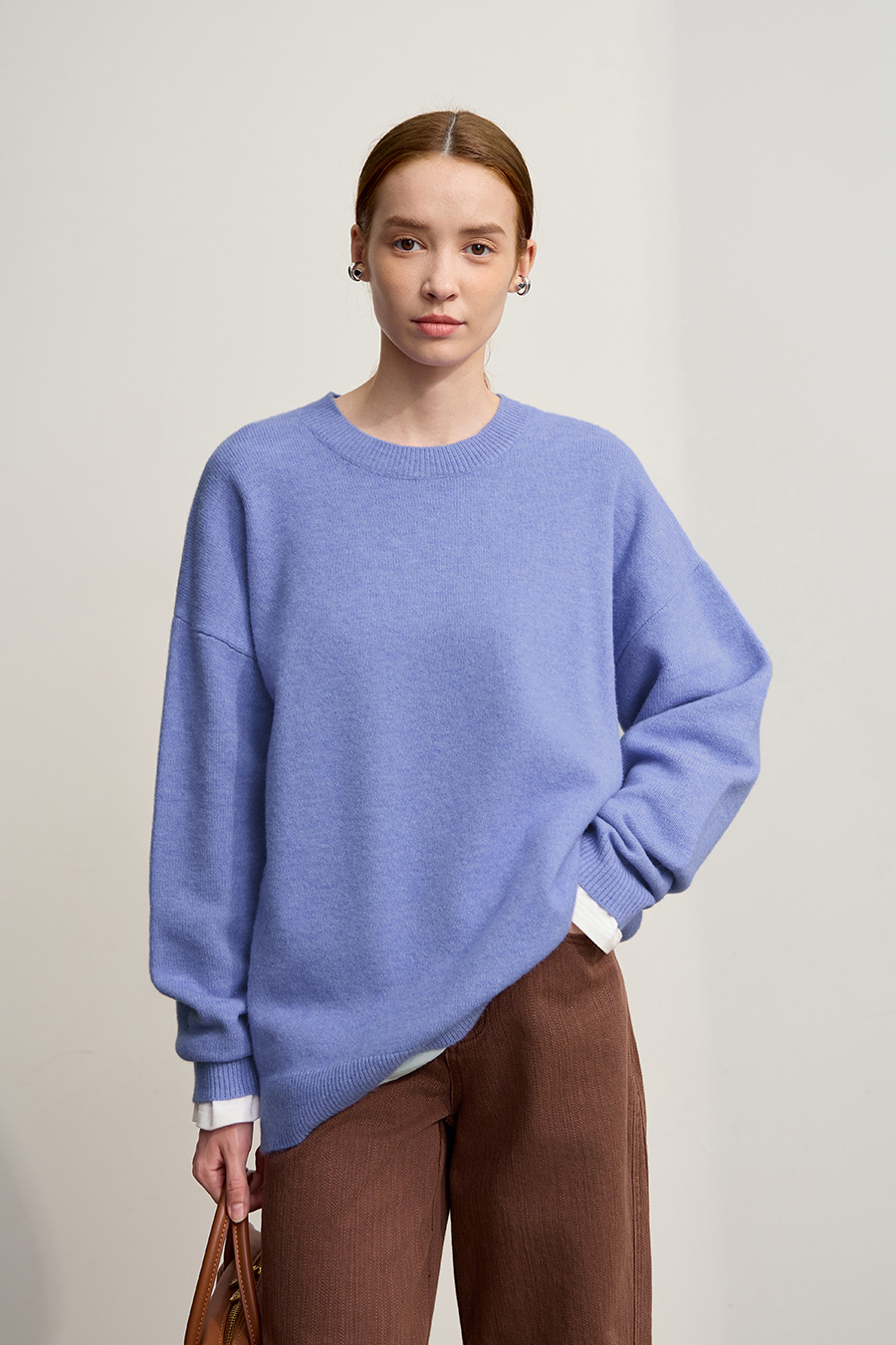 Oversized Drop Shoulder Wool Yarn Sweater