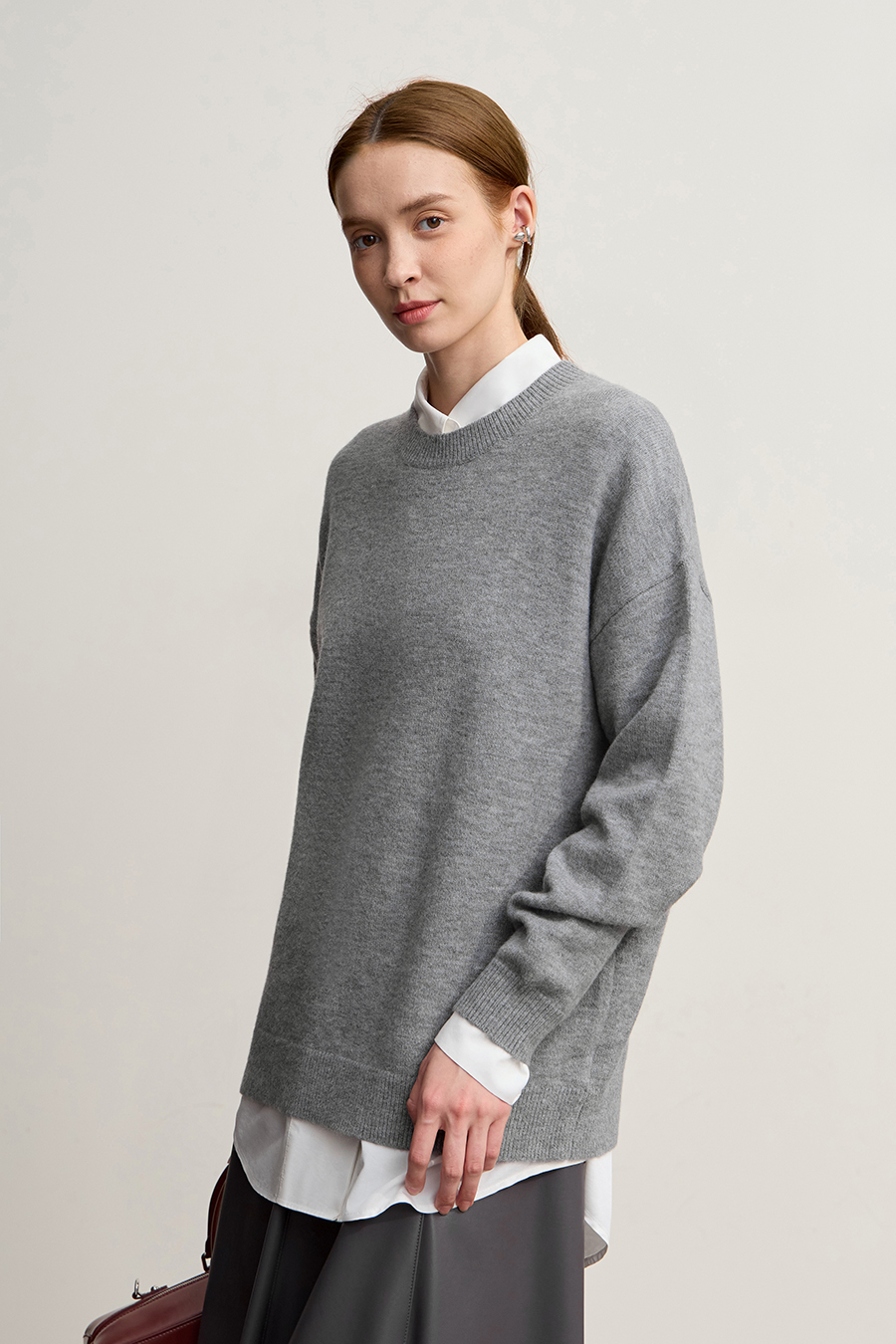 Oversized Drop Shoulder Wool Yarn Sweater