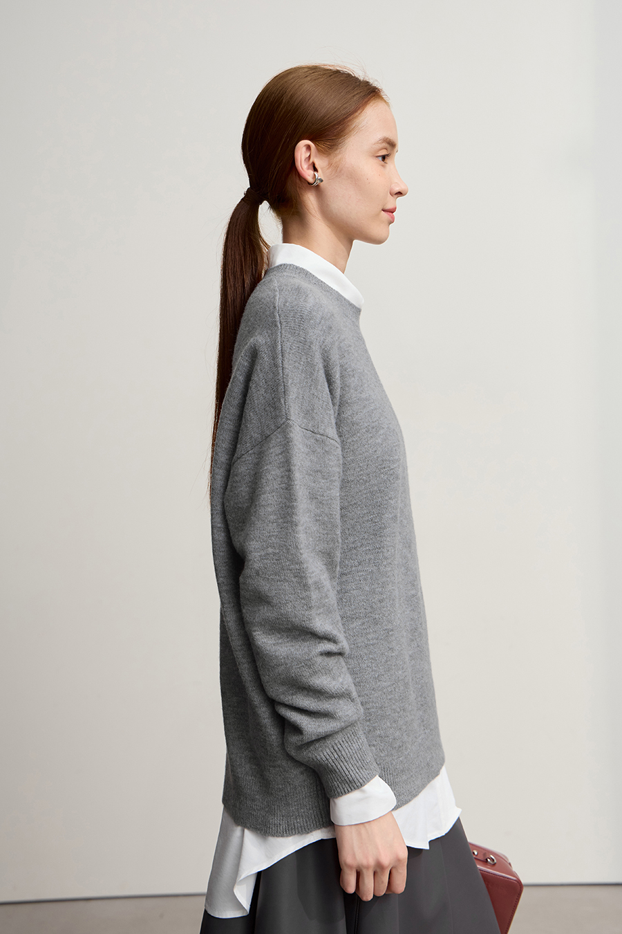 Oversized Drop Shoulder Wool Yarn Sweater