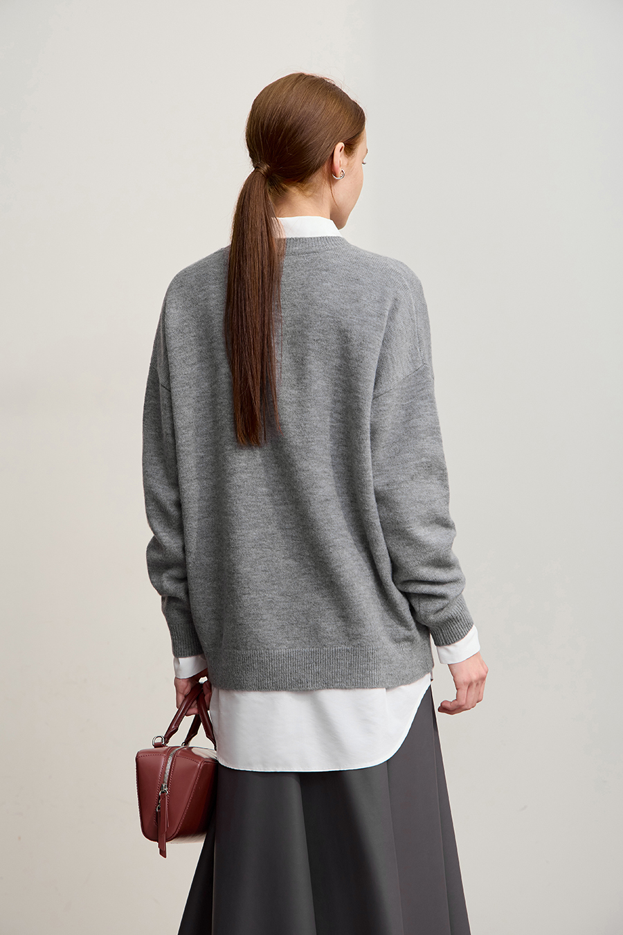 Oversized Drop Shoulder Wool Yarn Sweater