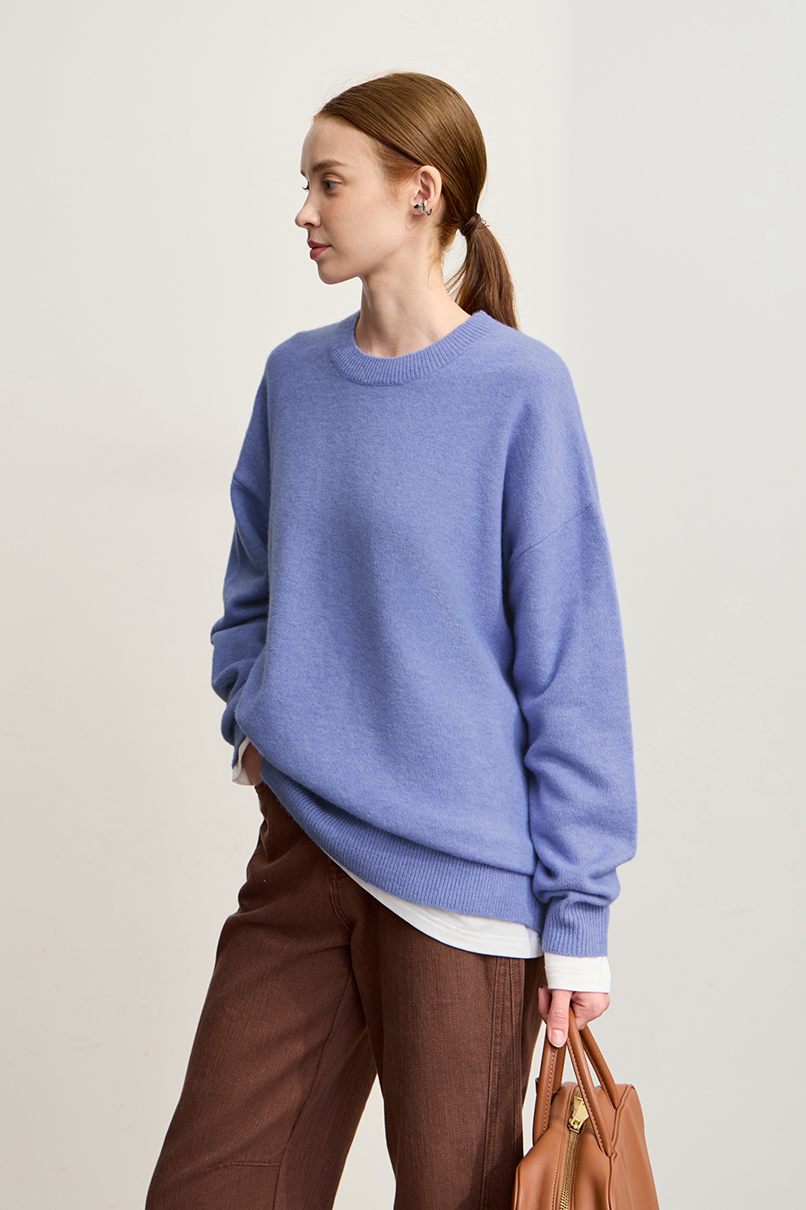 Oversized Drop Shoulder Wool Yarn Sweater