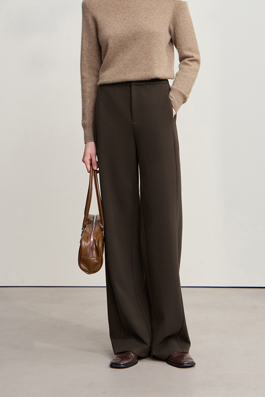 Slightly Elastic Straight Leg Brushed Long Pants|AMII-AMII.com