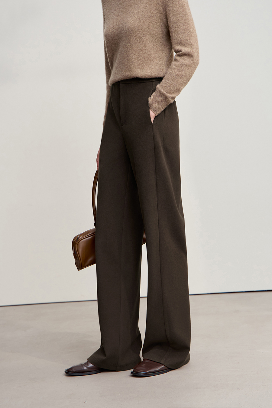 Slightly Elastic Straight Leg Brushed Long Pants|AMII-AMII.com