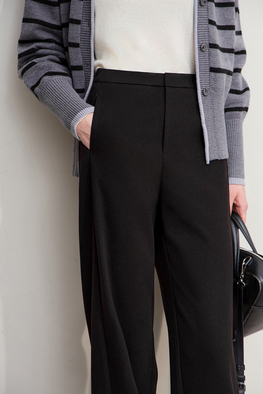 Slightly Elastic Straight Leg Brushed Long Pants|AMII-AMII.com