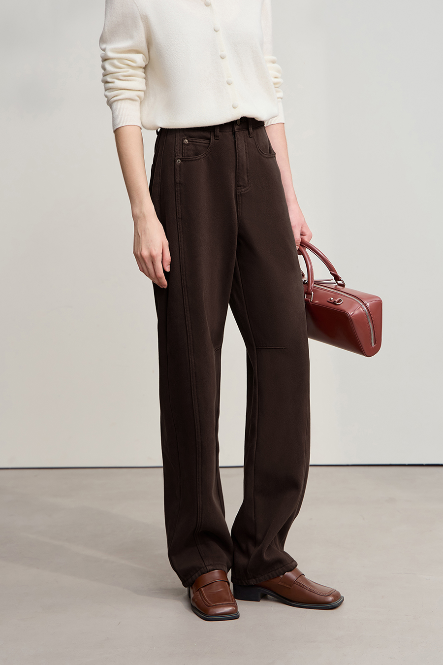 Lyocell Cotton Fleece - lined Jeans|AMII-AMII.com