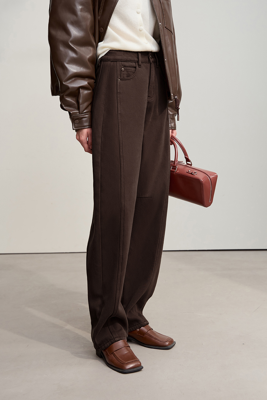 Lyocell Cotton Fleece - lined Jeans|AMII-AMII.com