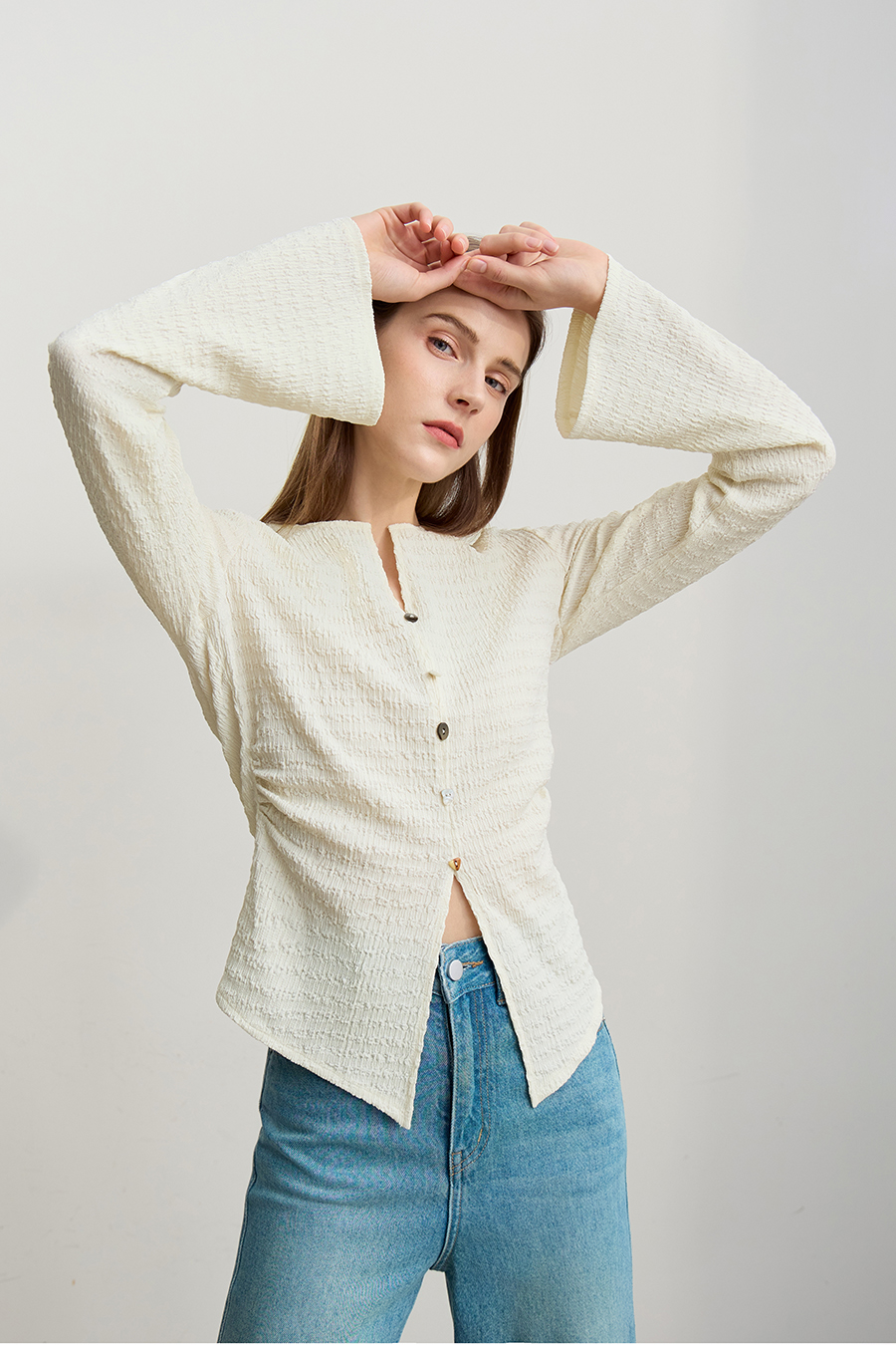 Slim Fit Micro Flare Sleeve T-Shirt|AMII-AMII.com