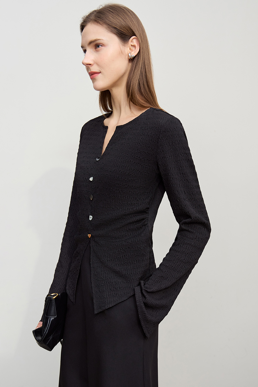 Slim Fit Micro Flare Sleeve T-Shirt|AMII-AMII.com