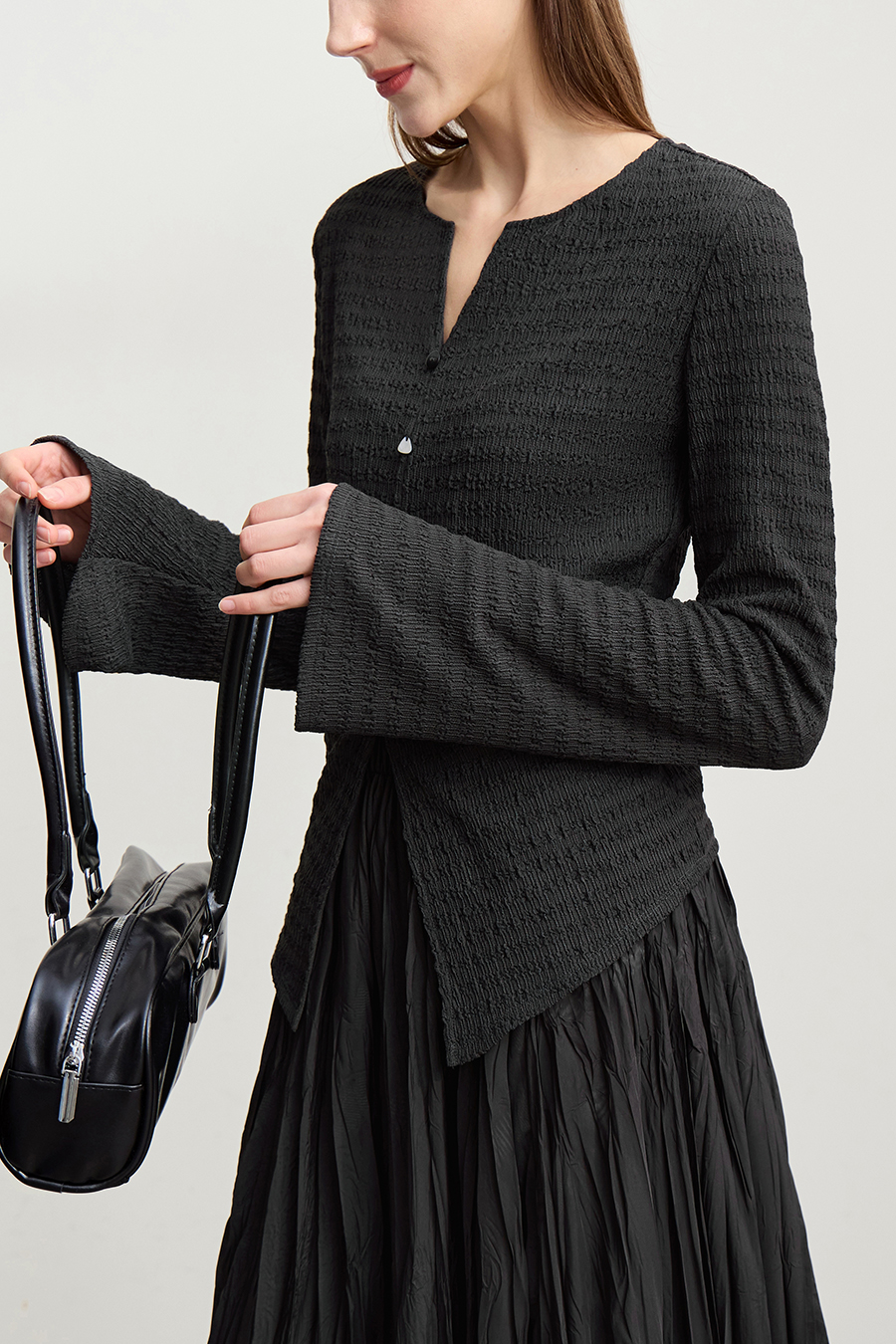 Slim Fit Micro Flare Sleeve T-Shirt|AMII-AMII.com