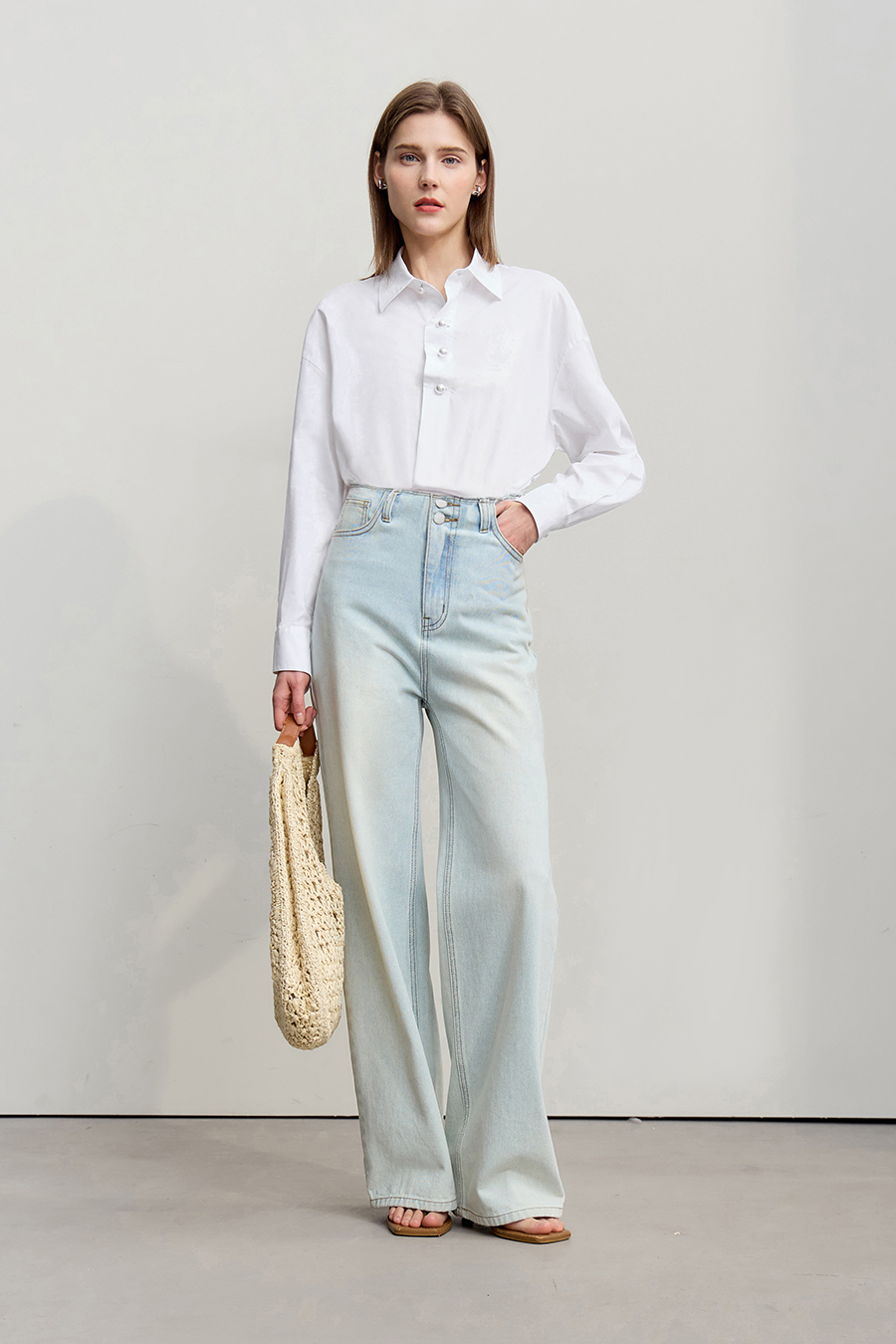 Loose Mid-Length Cotton Shirt|AMII-AMII.com