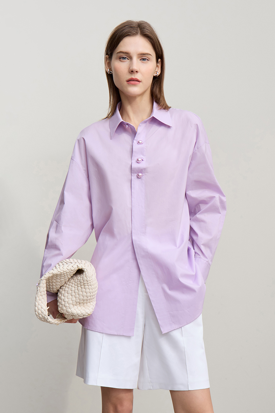 Loose Mid-Length Cotton Shirt|AMII-AMII.com