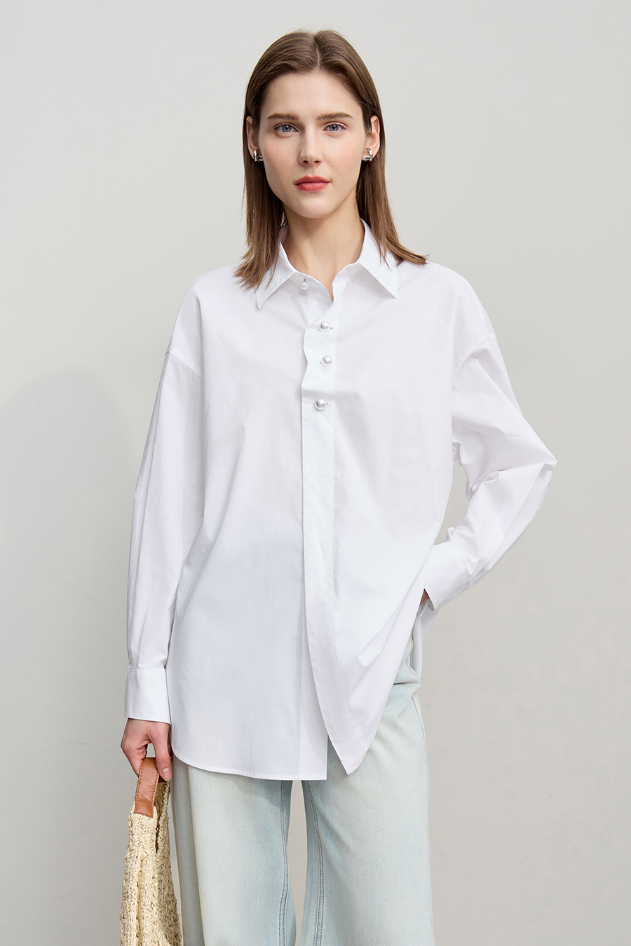 Loose Mid-Length Cotton Shirt|AMII-AMII.com