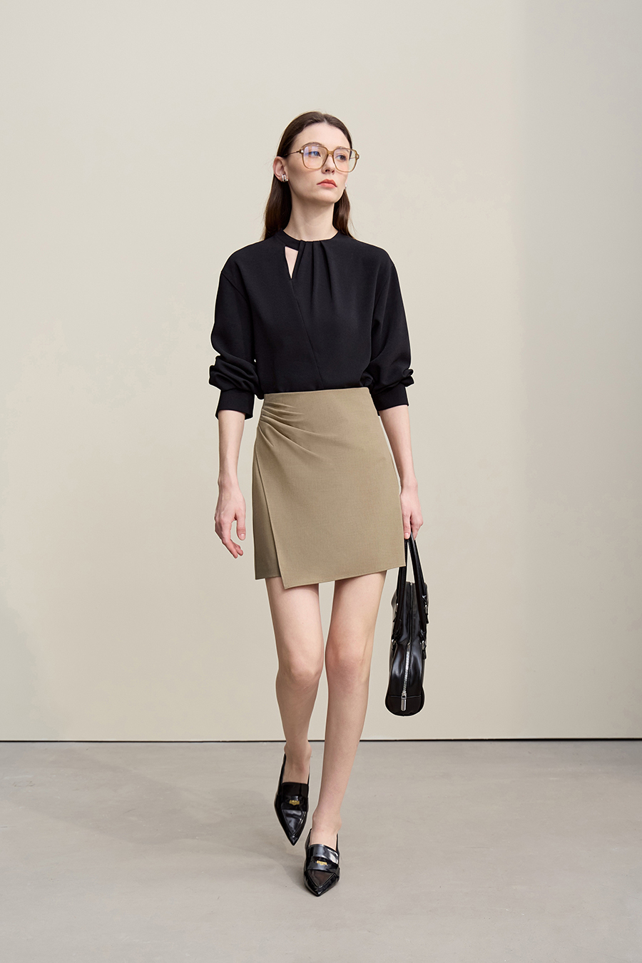 Pleated Hem Short Midi Skirt|AMII-AMII.com