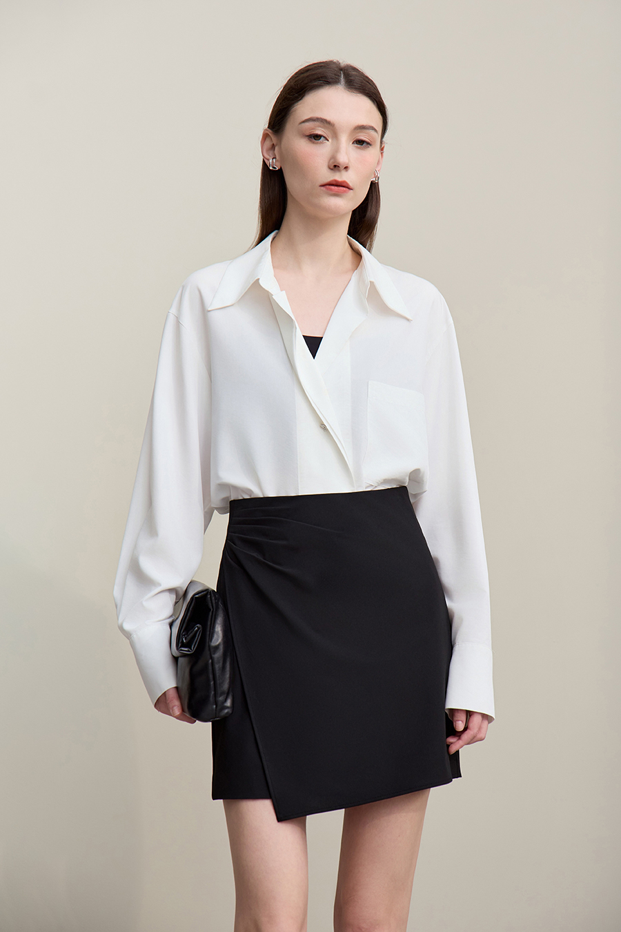 Pleated Hem Short Midi Skirt|AMII-AMII.com