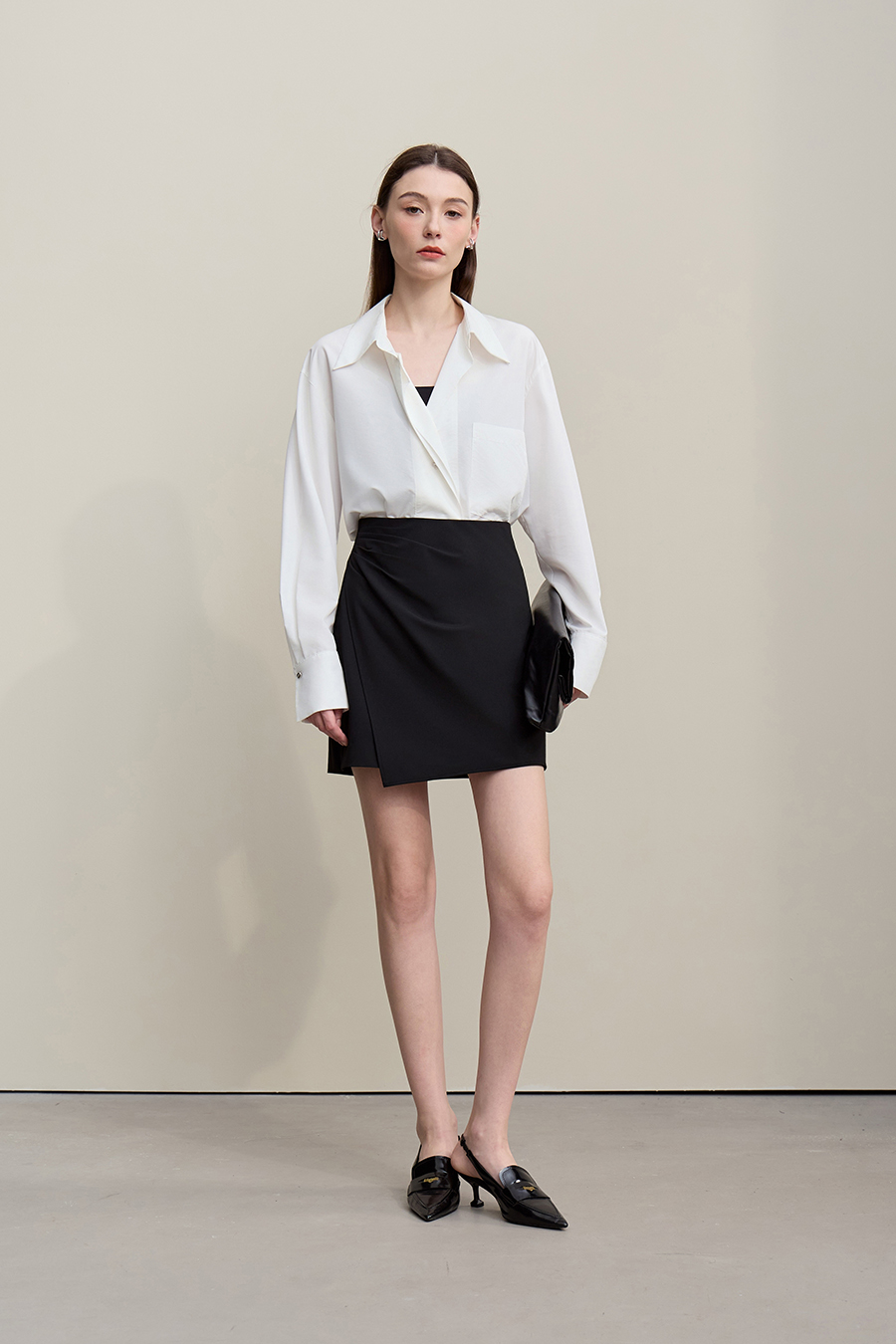 Pleated Hem Short Midi Skirt|AMII-AMII.com