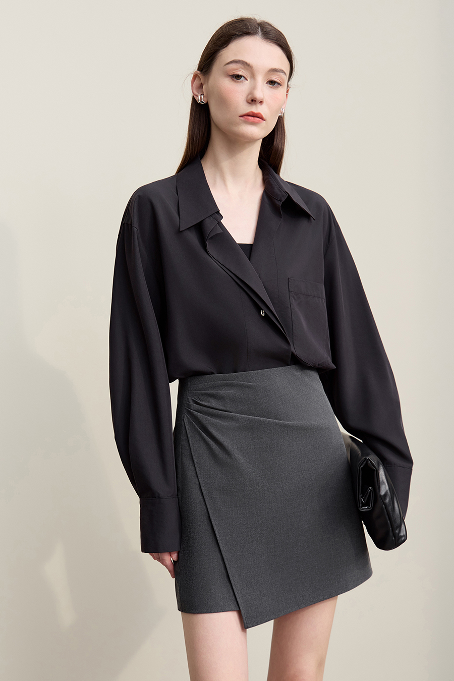 Pleated Hem Short Midi Skirt|AMII-AMII.com