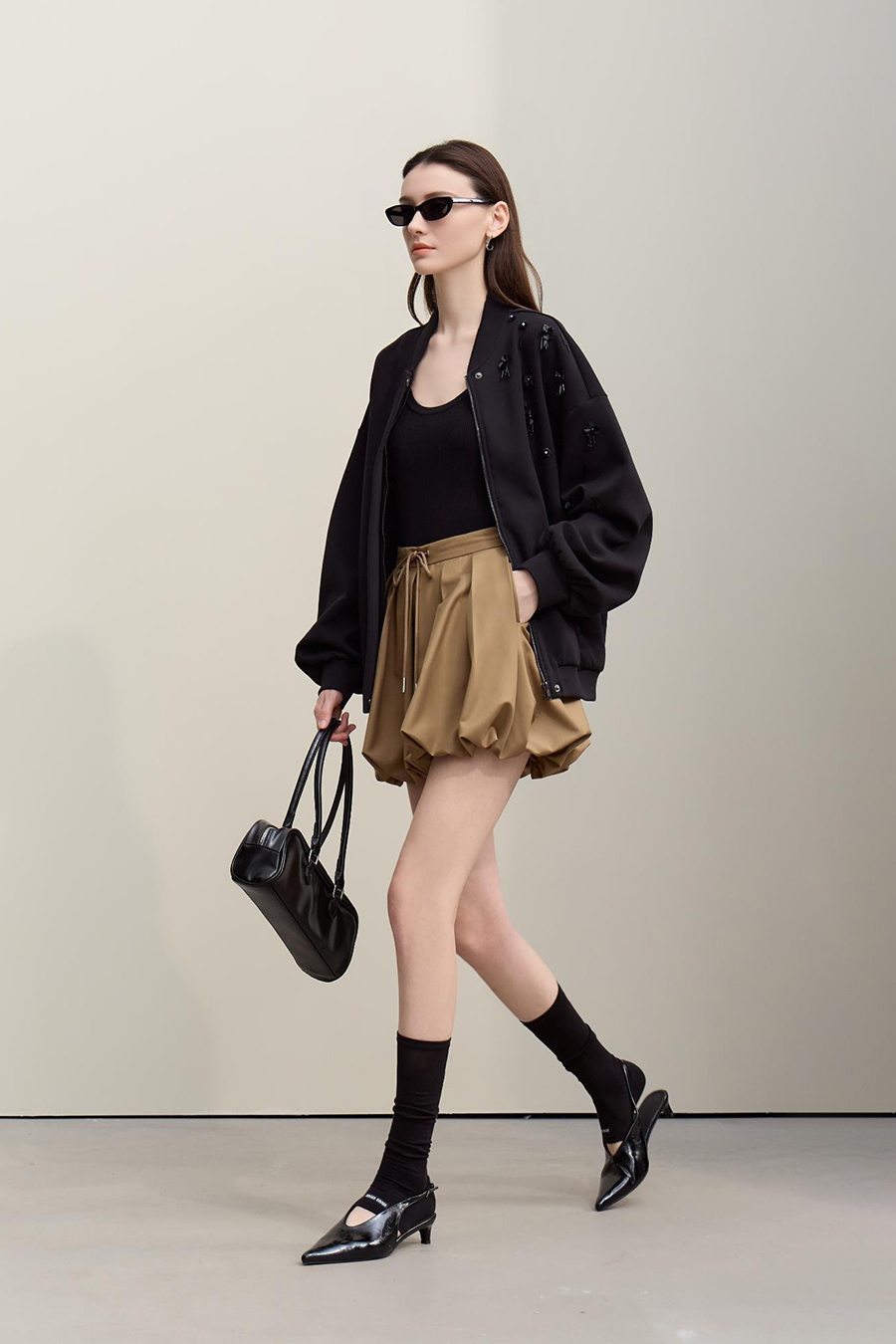 Letter jacquard camisole|AMII