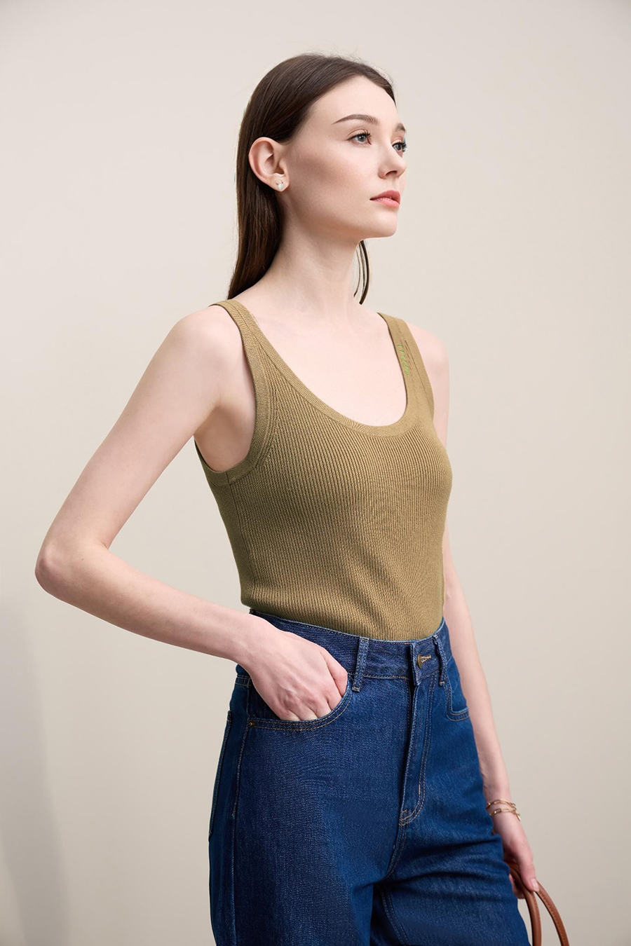 Letter jacquard camisole|AMII