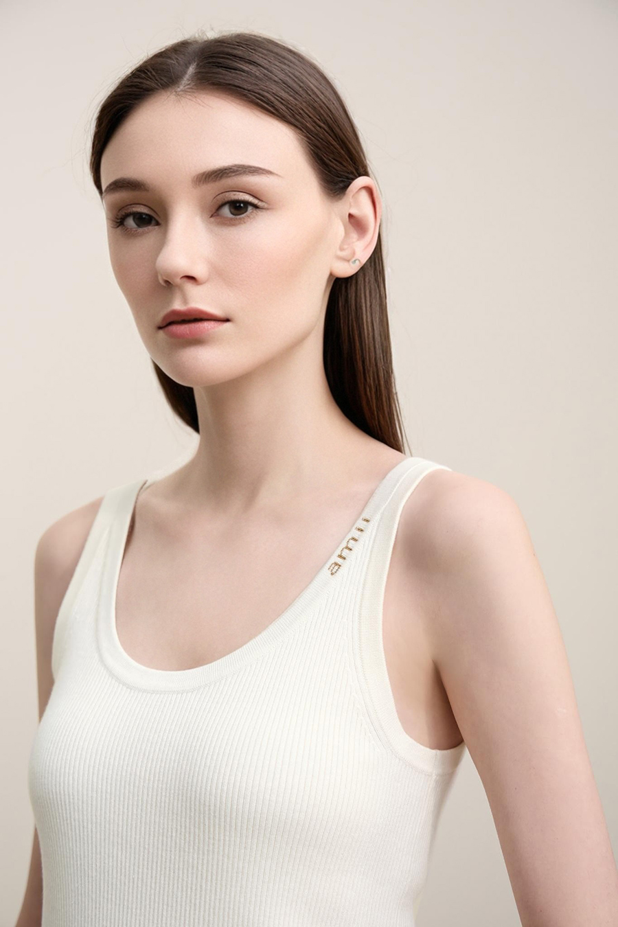 Letter jacquard camisole|AMII