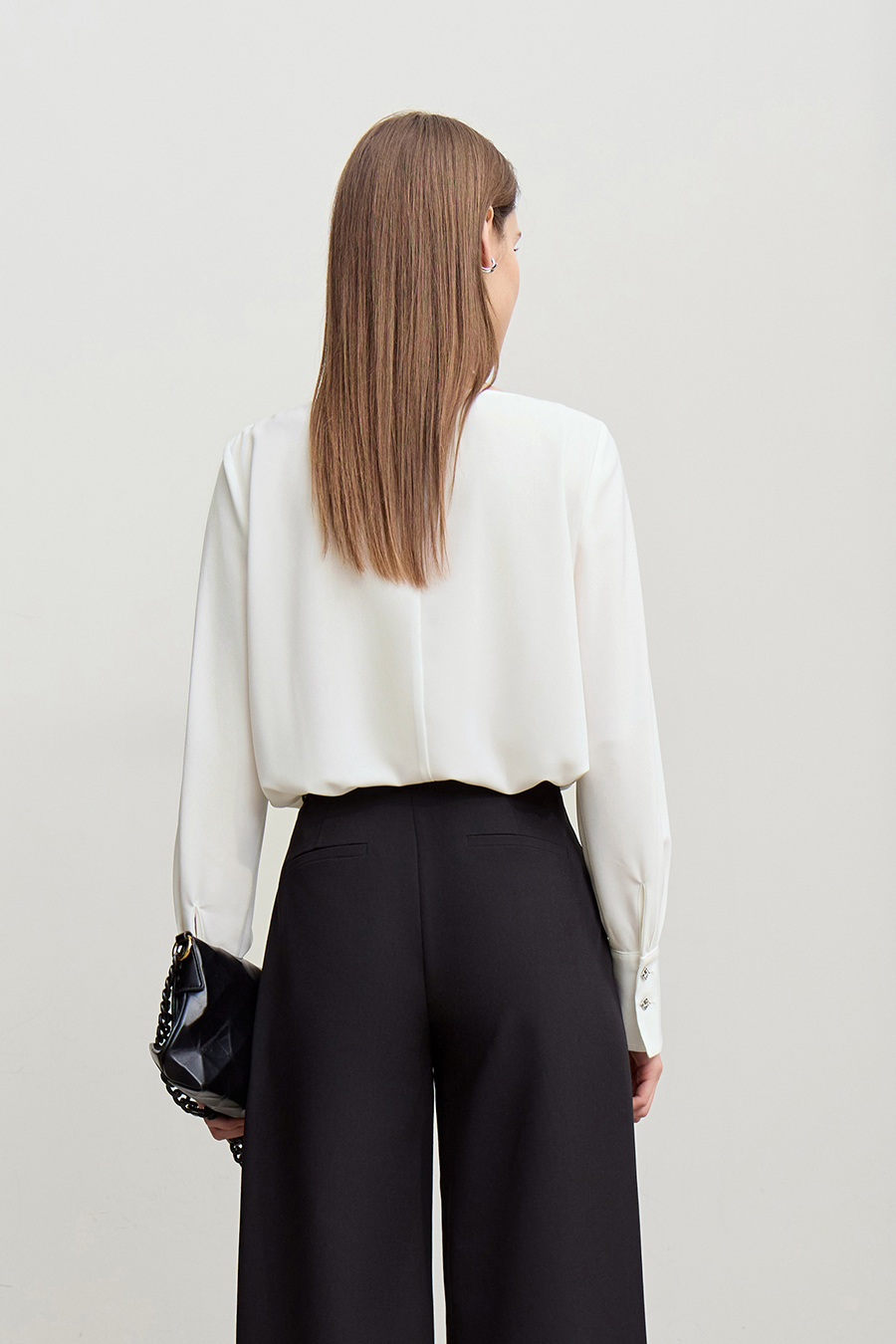 Lace Patchwork Cowl Neck Chiffon Blouse|AMII-AMII.com