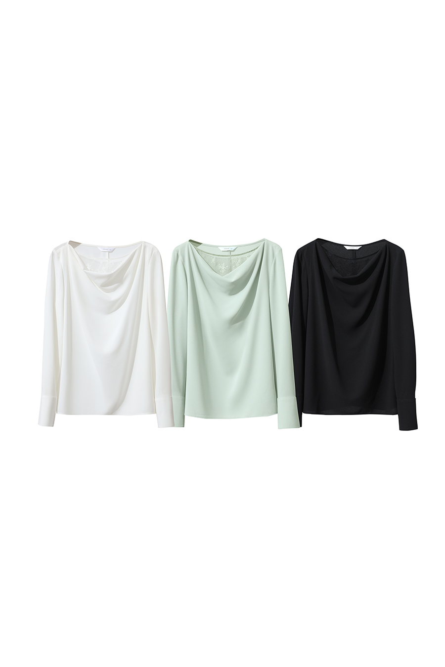 Lace Patchwork Cowl Neck Chiffon Blouse|AMII-AMII.com