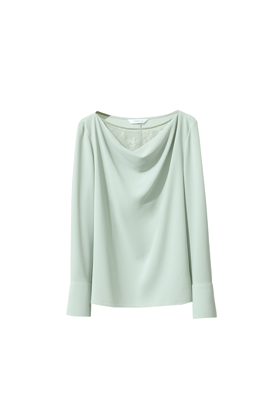 Lace Patchwork Cowl Neck Chiffon Blouse|AMII-AMII.com