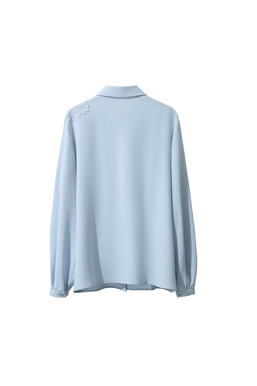 Lapel Lace Spliced Chiffon Top