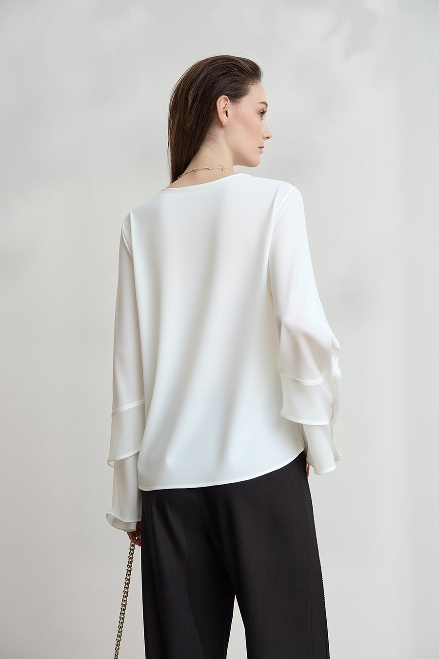 V-Neck Ruffled Chiffon Top