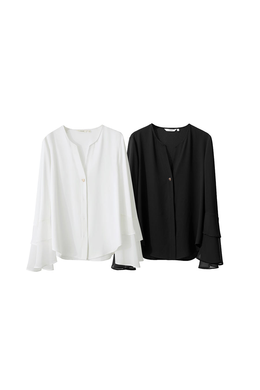 V-Neck Ruffled Chiffon Top