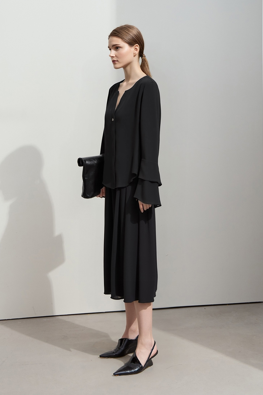 V-Neck Ruffled Chiffon Top