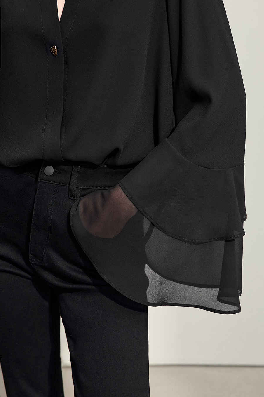 V-Neck Ruffled Chiffon Top