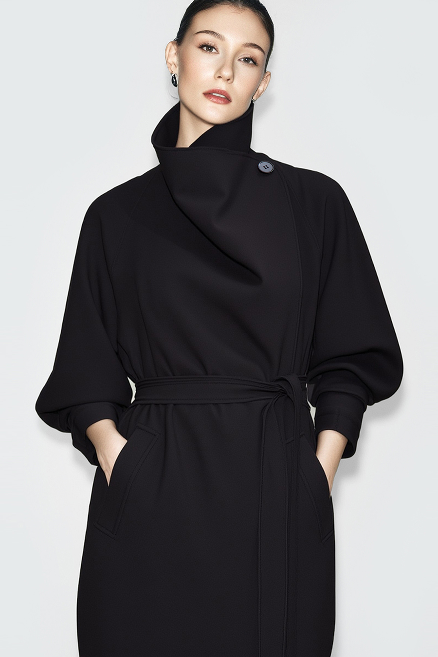 Wide Lapel Belted Trench Coat