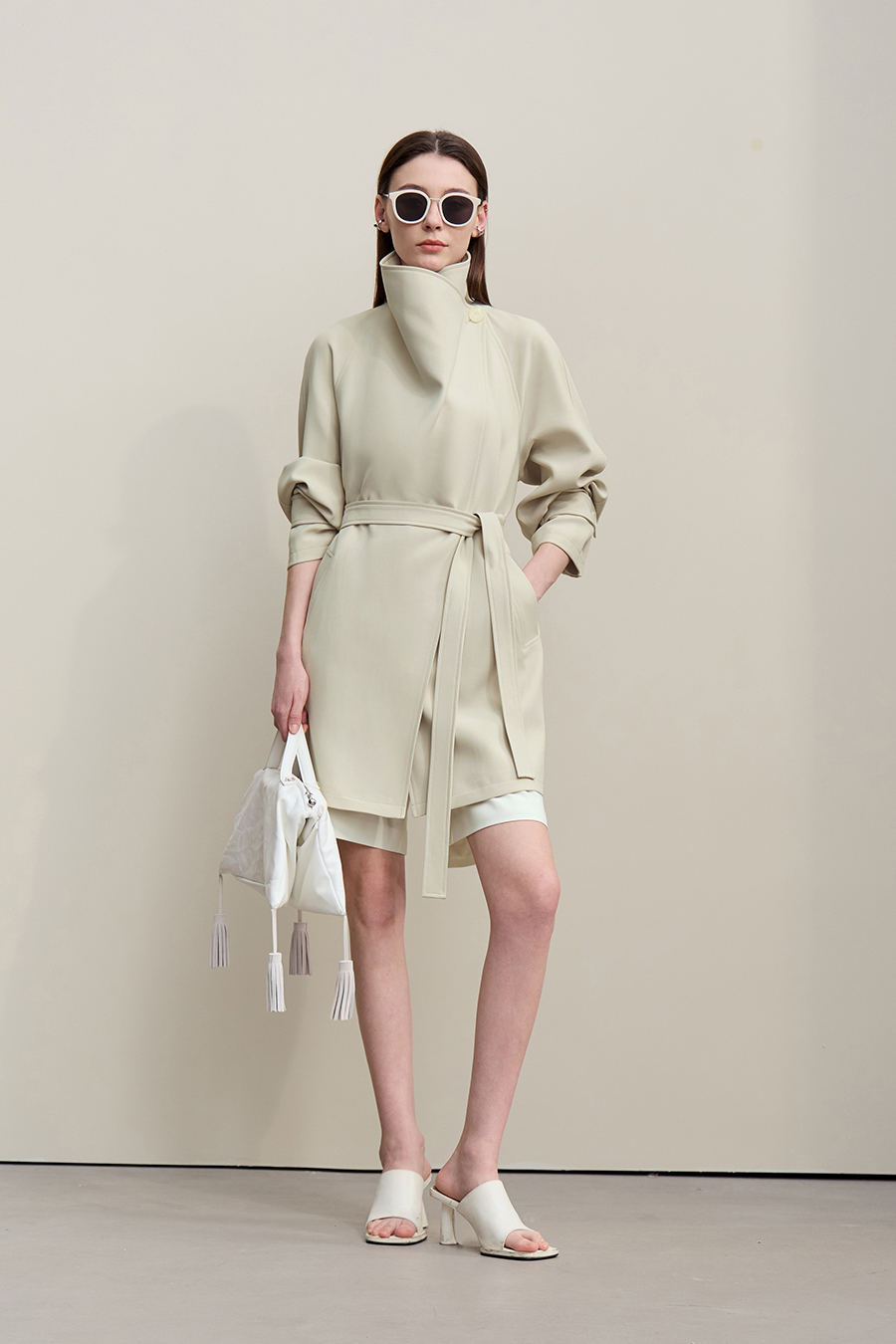 Wide Lapel Belted Trench Coat|AMII-AMII.com