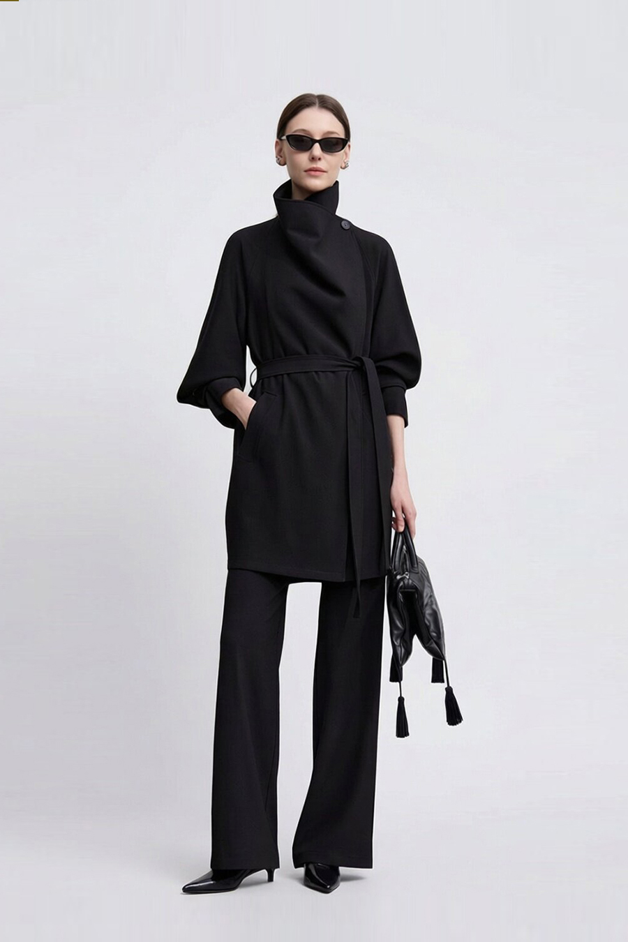 Wide Lapel Belted Trench Coat