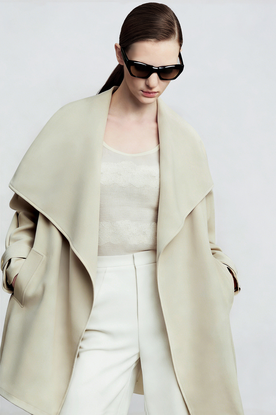 Wide Lapel Belted Trench Coat