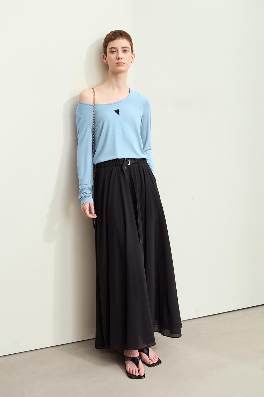 Heart Print U-neck T-shirt