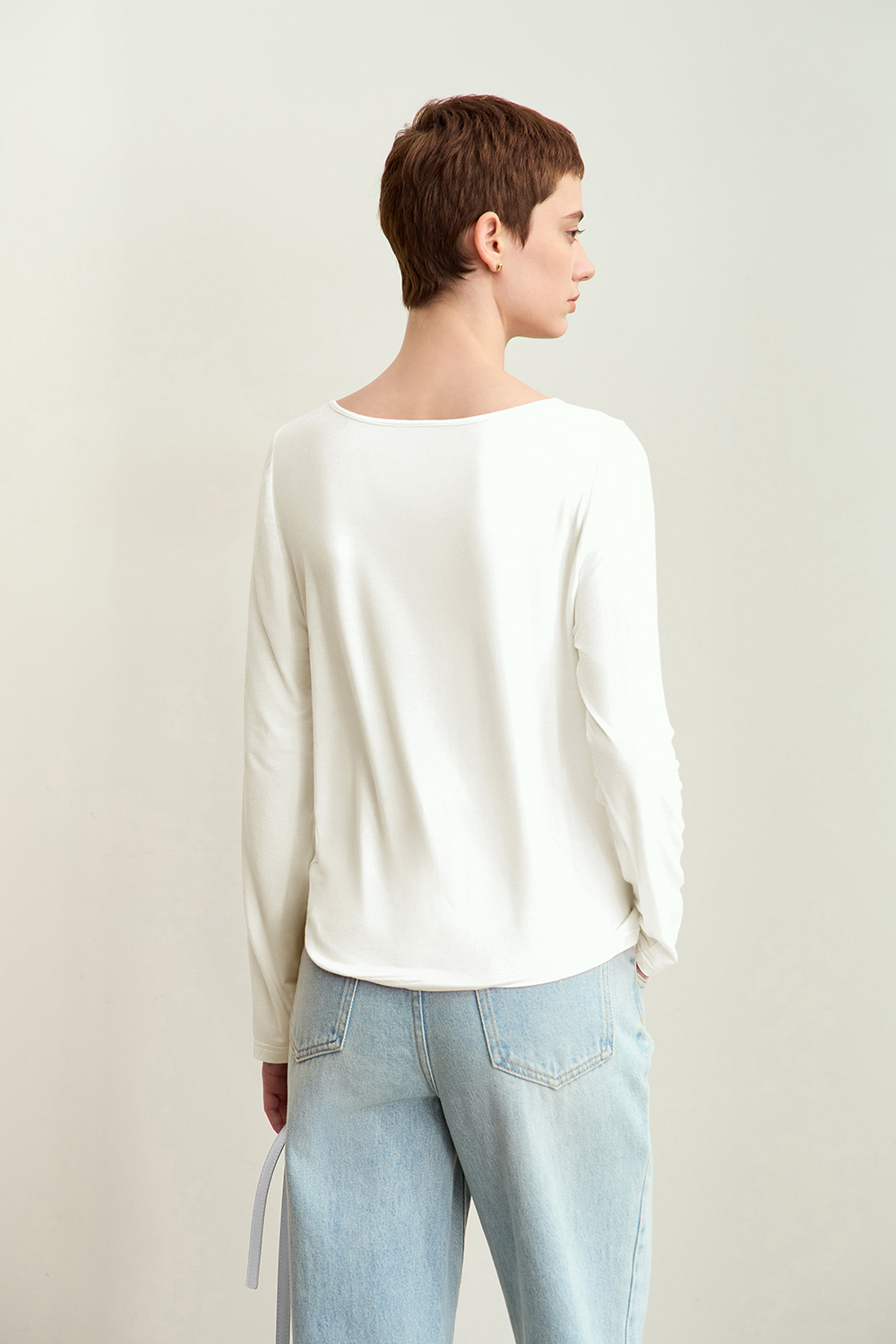 Heart Print U-neck T-shirt