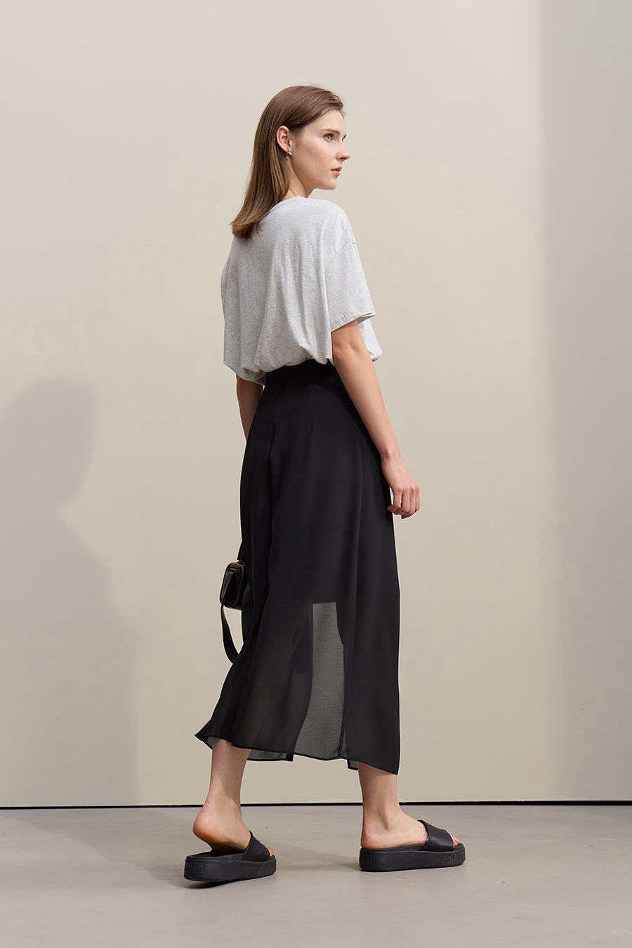 High Slit Gathered Skirt|AMII