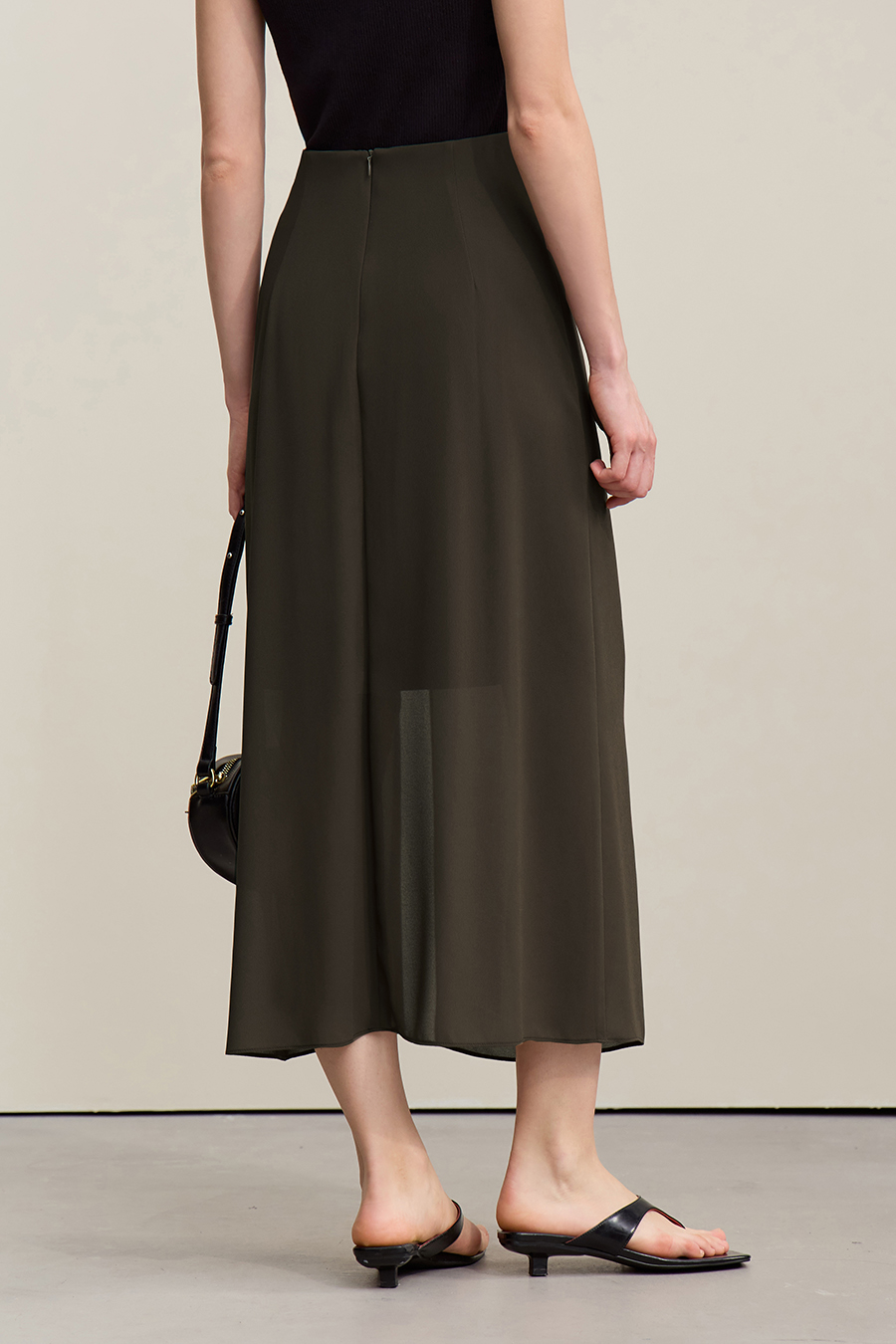 High Slit Gathered Skirt|AMII