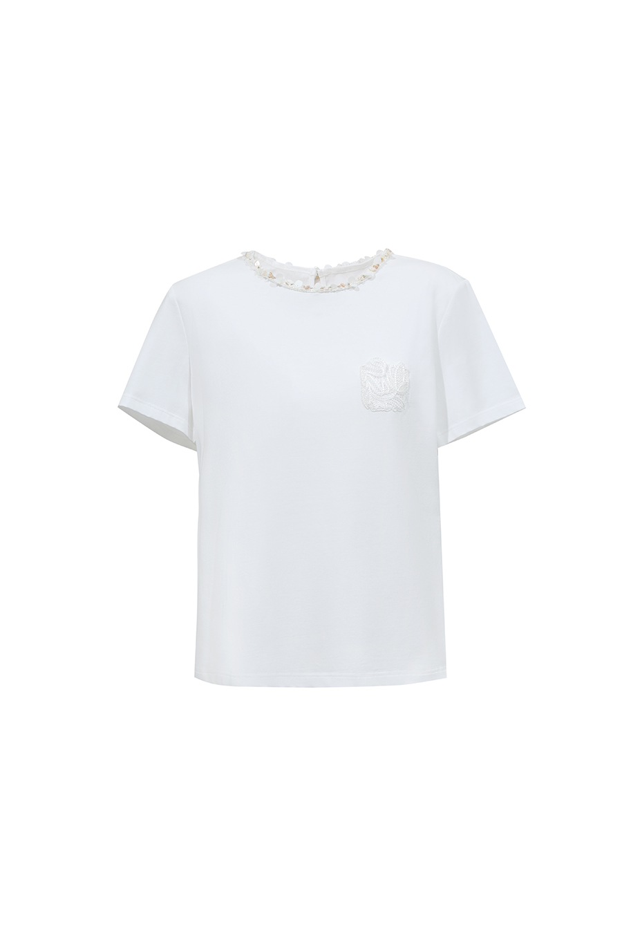 Tweed Style Webbing Short Sleeve T-shirt|AMII