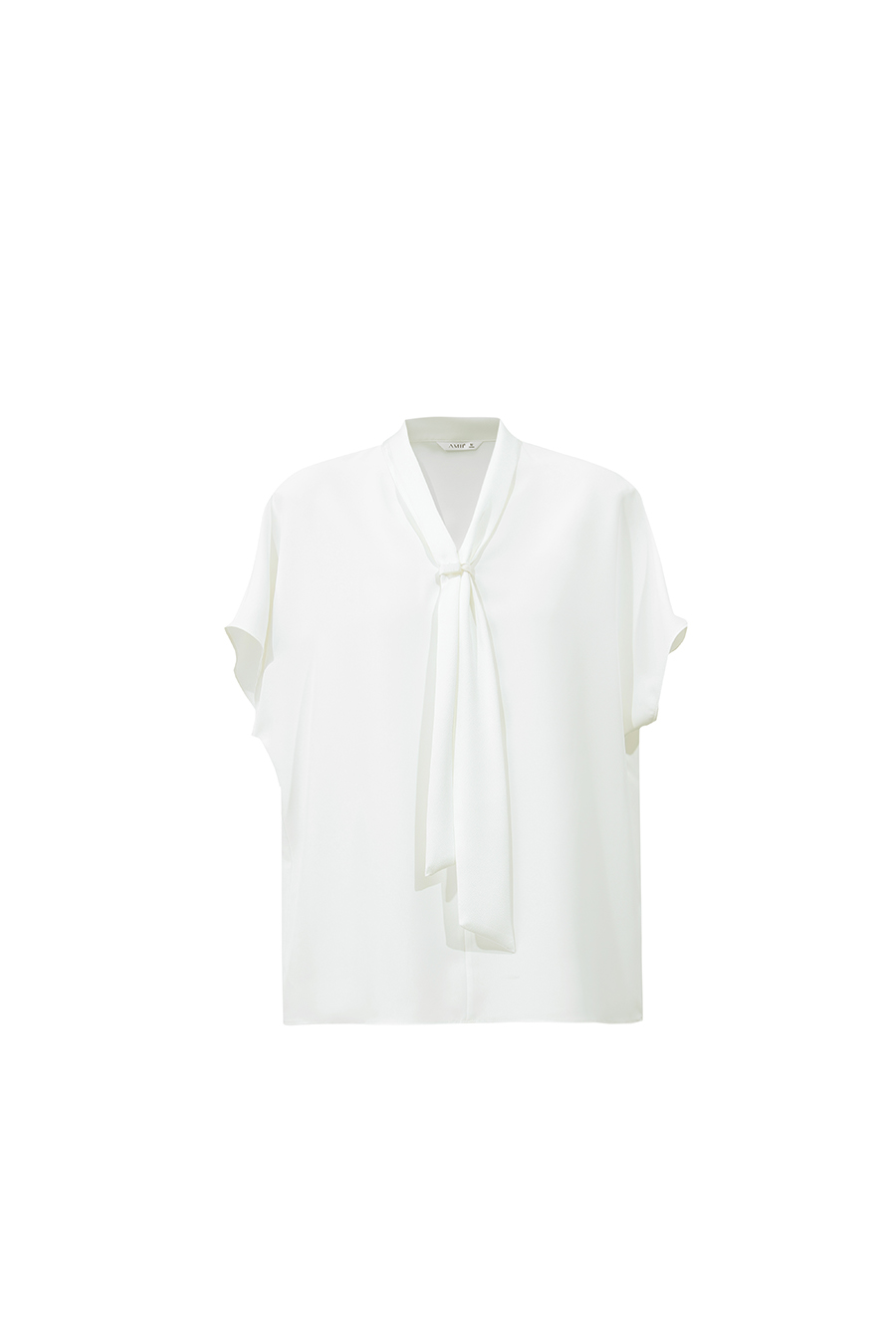 Satin Tie Neck Chiffon Blouse|AMII
