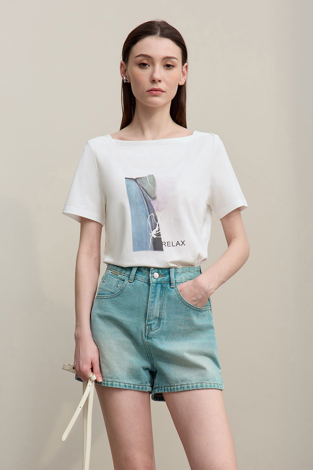 Square Neck Printed T-shirt