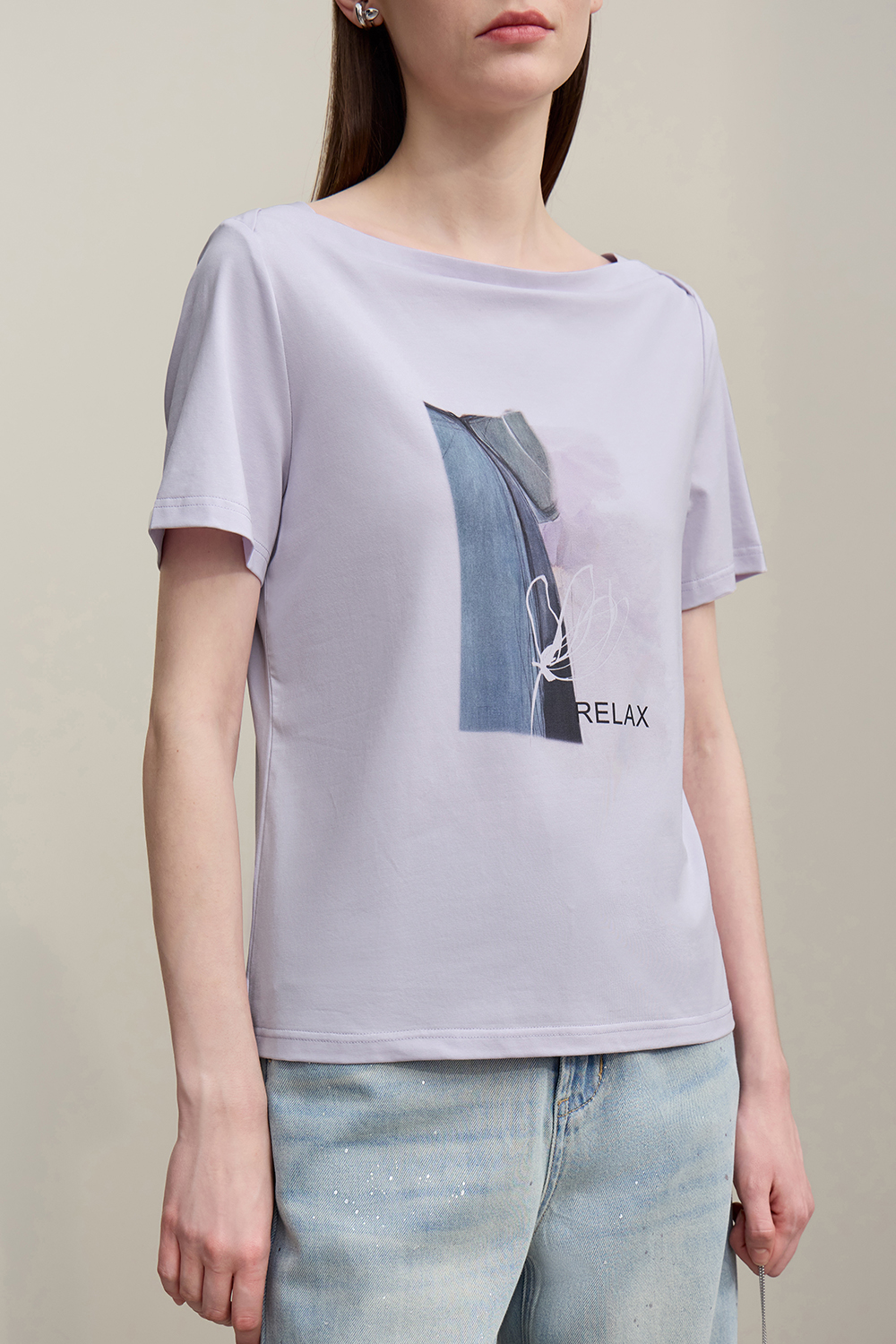 Square Neck Printed T-shirt