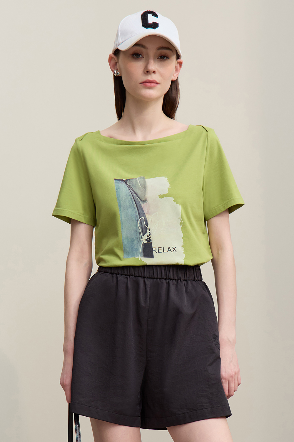 Square Neck Printed T-shirt