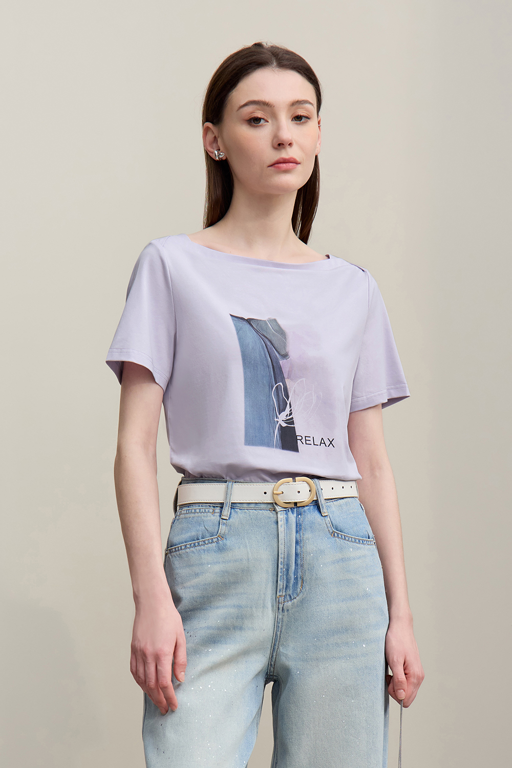 Square Neck Printed T-shirt